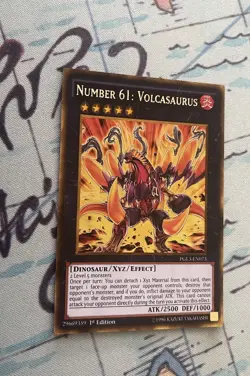 Yugioh! Number 61: Volcasaurus PGL3-EN073 Gold Rare 1st Edition Mint Condition - Image 5