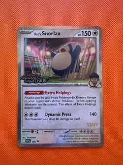 Pokemon Card Hop’s Snorlax SVP184 STAFF Promo Journey Together Near Mint - Image 1