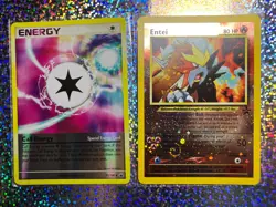 Pokemon TCG: Cosmos Holo Promo 34 Entei; Reverse Holo 92/100 Call Energy - Image 1