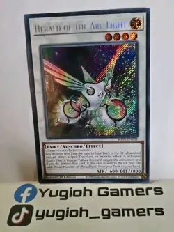 YUGIOH HERALD OF THE ARC LIGHT RA01-EN031 SECRET 1 ST EDITION LIGHT PLAYED - Image 1