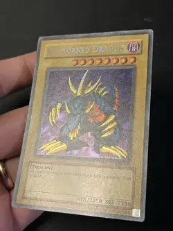 Yugioh Tri-Horned Dragon LOB-000 Secret Rare REVERSE FOIL ERROR NM - Image 3