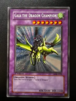 Gaia the Dragon Champion LOB-E102 Secret Rare 1st Edition Moderate Play Yugioh - Image 1