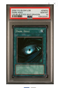 Yugioh! PSA 10 2004 Dark Hole LOB-EN052 Super Rare  Top Pop - Image 4
