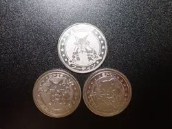 Pokemon Card Meiji Promo Battle Coin x3 Alakazam Evolutions #5452 - Image 1