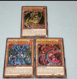 Yugioh GX Sacred Beast God Cards Raviel Uria Hamon Secret Rare 3 Card Set SGX3 - Image 1