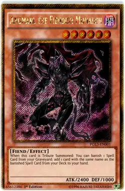 Yugioh! LP Angmarl the Fiendish Monarch - PGL3-EN001 - Gold Secret Rare - 1st Ed - Image 1