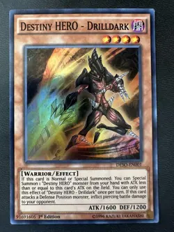 Destiny HERO - Drilldark - Super Rare 1st Edition DESO-EN001 - LP - YuGiOh - Image 3