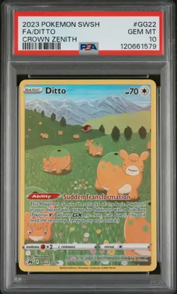 2023 POKEMON SWORD AND SHIELD CROWN ZENITH GG22 FULL ART/DITTO - PSA 10 - Image 1
