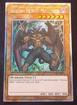 YuGiOh! Destiny HERO - Malicious RA03-EN001 Platinum Secret Rare - Near Mint - Image 4