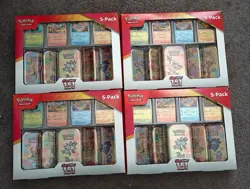 Lot of 4 Pokemon TCG Scarlet & Violet 151 5-Pack Mini Tins Costco Bundle SEALED - Image 1