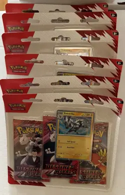 6 x DESTINED RIVALS booster 3 pack w/Zebstrika  Pokemon  factory sealed - Image 1