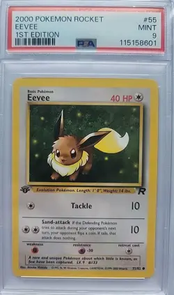 PSA 9 Eevee - 55/82 - 2000 Pokemon Rocket 1st Edition Mint WOTC - Image 1
