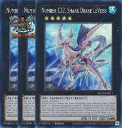 Yugioh! 3x Number C32: Shark Drake LeVeiss ROTA-EN041 Super Rare 1st Ed NM - Image 1