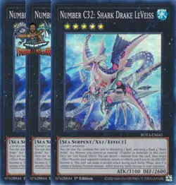 Yugioh! 3x Number C32: Shark Drake LeVeiss ROTA-EN041 Super Rare 1st Ed NM - Image 2