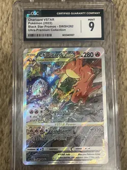 2022 POKEMON SWSH BLACK STAR PROMO #262 FULL ART CHARIZARD VSTAR CGC 9 MINT - Image 1