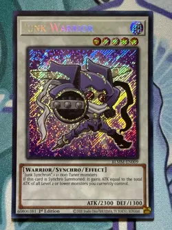 YuGiOh! TCG - Junk Warrior *Chibi Art* - Secret Rare - BLMM-EN009 - 1st Ed - Image 1