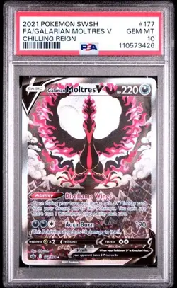 PSA 10 GEM MINT Galarian Moltres V 177/198 Alt Art Chilling Reign Pokemon Card - Image 3
