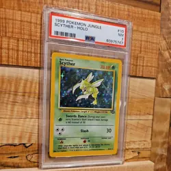 1999 Pokémon Jungle Scyther 10/64 HOLO PSA 7 - Image 2