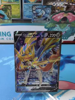 Zacian V - 195/202 - Pokemon Sword & Shield Base Set Full Art Rare Card MP - Image 1