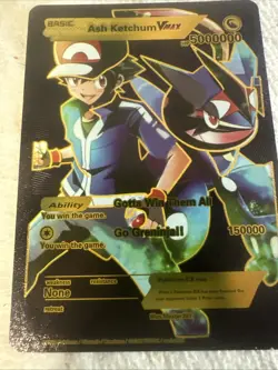 Ash Ketchum Black  Foil Pokemon Card  🔥Fan Art 🔥Card  N/M - Image 3