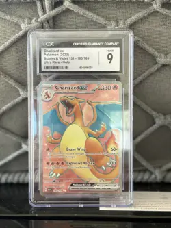 PokÃ©mon TCG Charizard EX Full Art Holo Card 183/165 Scarlet & Violet 151  PSA 9 - Image 1