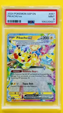 PIKACHU ex TERA 057/191 POKEMON: SSP EN 2024 PSA MINT 9 ENGLISH - Image 1