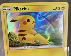 Pikachu 28/73 Holo Shining Legends Pokemon Card (Nike Swish In Holo) - Image 1