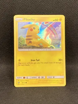 Pikachu 28/73 Holo Shining Legends Pokemon Card (Nike Swish In Holo) - Image 3