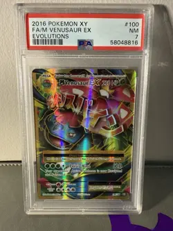 2016 Pokemon Evolutions Mega Venusaur EX Full Art 100/108 #100 PSA 7 - Image 1