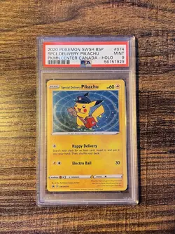 Pokemon Special Delivery Pikachu SWSH074 Holo Black Star Promo PSA 9 - Image 1