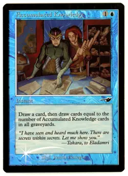 1X ACCUMULATED KNOWLEDGE [NEM - NEMESIS] - MTG VINTAGE FOIL CARD [EXCELLENT] - Image 1