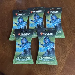 NEW (Lot of 5) Magic the Gathering ZENDIKAR RISING 15-Card Draft Booster - Image 1