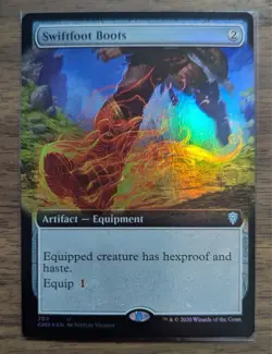 MTG Swiftfoot Boots Extended Art Foil from Commander Legends NM - Image 1
