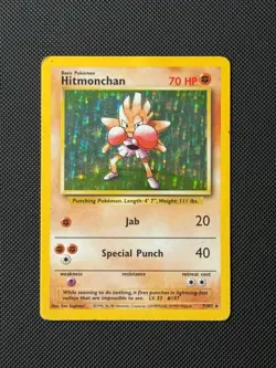 Hitmonchan 7/102 Holo Pokémon Card Base Set WOTC Rare MP - Image 1