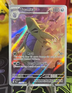 PokÃ©mon TCG Tyranitar Holo Card 222/193 Sv02 Paldea Evolved Illustration Rare - Image 1