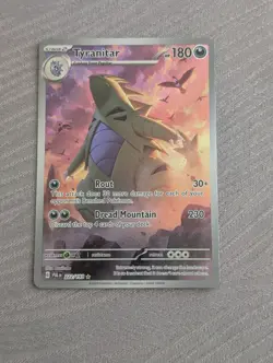 PokÃ©mon TCG Tyranitar Holo Card 222/193 Sv02 Paldea Evolved Illustration Rare - Image 1