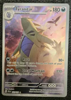 PokÃ©mon TCG Tyranitar Holo Card 222/193 Sv02 Paldea Evolved Illustration Rare - Image 1
