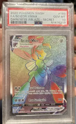 📈 PSA 10 Pokemon Card - Darkness Ablaze 193/189 - SCIZOR VMAX Rainbow GEM MINT - Image 5