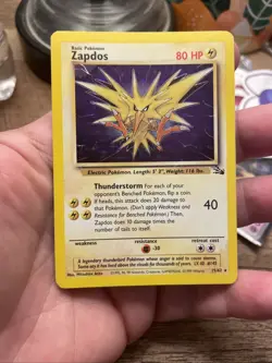 Zapdos Holo Unlimited Rare Base Set Fossil, 15/62 Card LP (See Pics) FREE SHIP! - Image 1