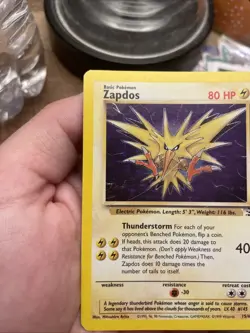 Zapdos Holo Unlimited Rare Base Set Fossil, 15/62 Card LP (See Pics) FREE SHIP! - Image 5