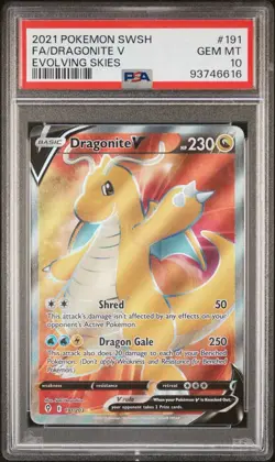 Dragonite V 191/203 PSA 10 Evolving Skies Pokemon Card - Image 1