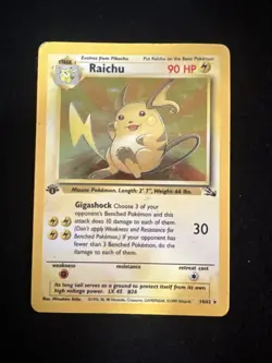 Raichu 14/62 - 1st Edition Fossil - Holo Rare Pokemon Card - HP - Image 1