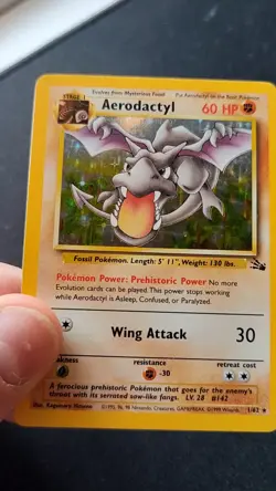 Aerodactyl 1/62 - Fossil  Unlimited - Holo Rare Pokémon Card TCG 1999 MP - Image 2