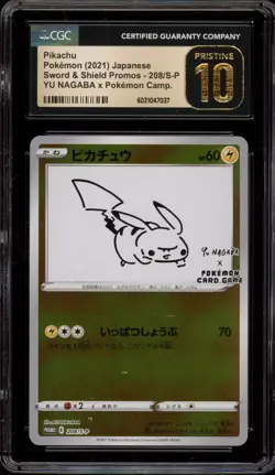 Pokemon Pikachu Yu Nagaba Japanese Reverse Holo Promo 208/S-P CGC 10 Pristine - Image 1