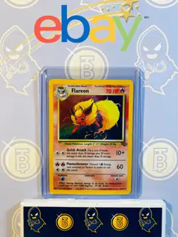 Flareon 3/64 LP Played Jungle Set 1999 Pokemon Card Holo Rare Holofoil - Image 3