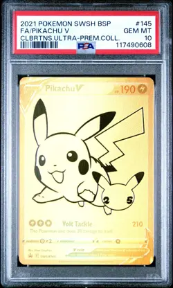 PSA 10 💎 2021 POKEMON SWSH BLACK STAR PROMO SWSH145 FULL ART/PIKACHU V 145 - Image 1