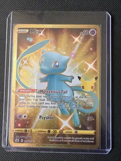 Pokemon SWSH Celebrations Shiny Golden Mew Card #25/25 2021 Fresh NM+ Condition - Image 1