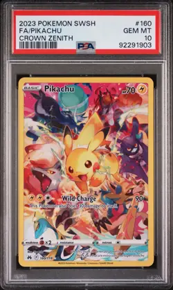 Pokemon Pikachu Crown Zenith Secret Rare Full Art #160 PSA 10 Gem Mint - Image 3