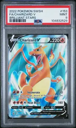 2022 POKEMON SWORD & SHIELD BRILLIANT STARS #153 FA/CHARIZARD V PSA 9 - Image 2