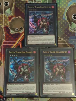 3 x Yugioh Battlin' Boxer King Dempsey LD10-EN036 Ultra Rare 1st Edition Mint - Image 1